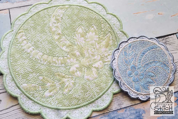 Floral Button Coaster - 1 - Embroidery Design