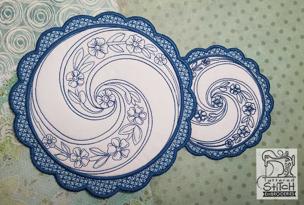 Floral Button Coaster - 2 - Embroidery Design