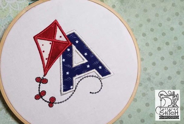 Flying High Kite Applique Font - W -Embroidery Designs