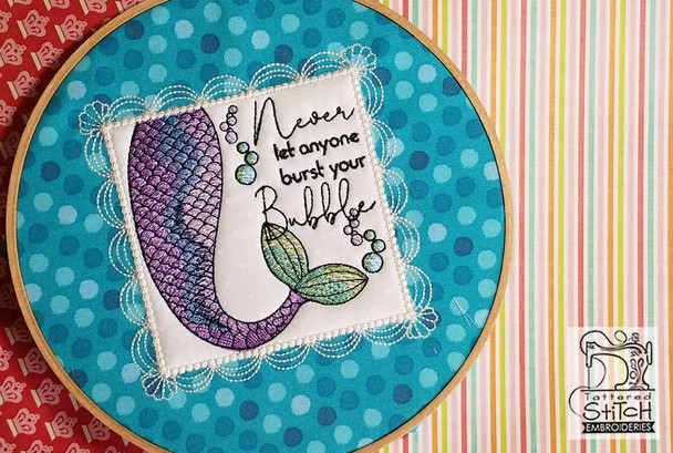 Mermaid Bubble Quilt Block - Fits a 5x7" & 8x8" Hoop  - Instant Downloadable Machine Embroidery