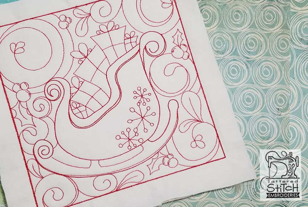 Sleigh Quilt Block - Multiple Sizes - In the Hoop - Continuous Line - Instant Downloadable Machine Embroidery