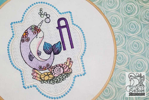 Narwhal ABC's - E - Machine Embroidery Design