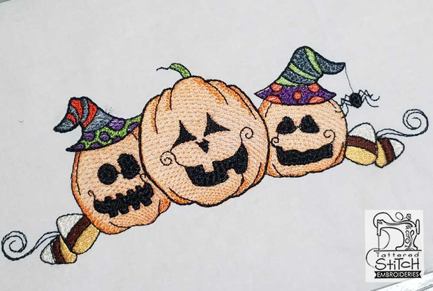 3 Little Pumpkins- Fits in a 5x7 & 8x8" Hoop - Instant Downloadable Machine Embroidery