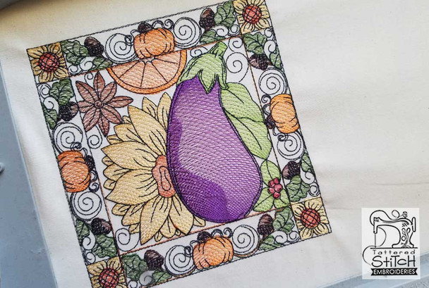 Eggplant Quilt Block - Machine Embroidery Design