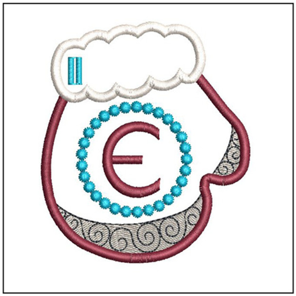 Mitten ABC's - E - In the Hoop - Embroidery Design