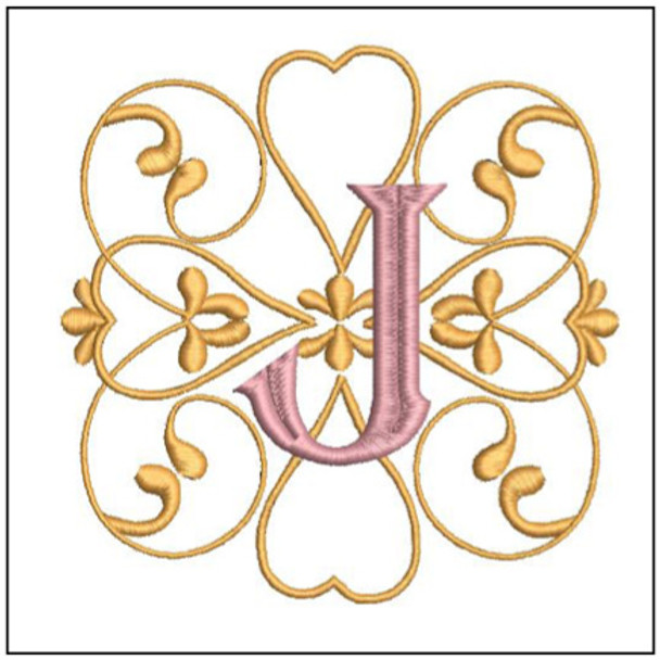 Monogram Swirls ABCs - J - Fits a 4x4" Hoop - Machine Embroidery Designs