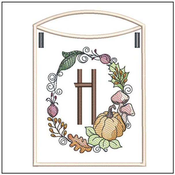 Pumpkin Wreath Bunting ABCs - H - Embroidery Designs