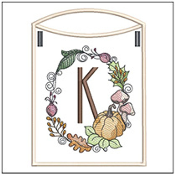 Pumpkin Wreath Bunting ABCs - K - Embroidery Designs