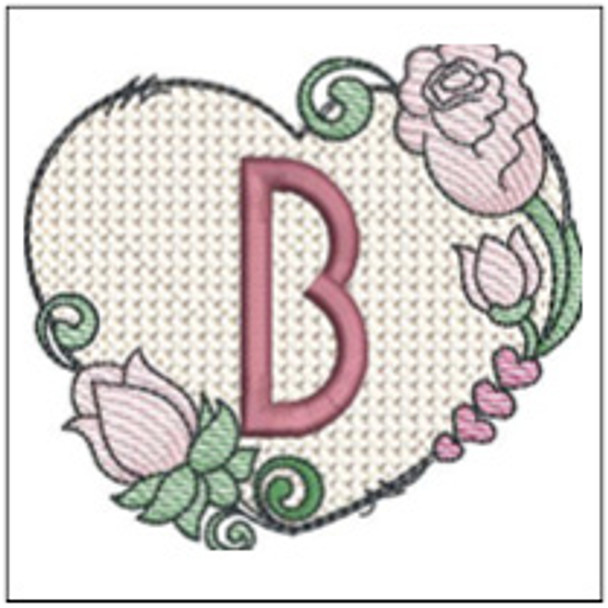 Heart Monogram  ABCs - B - Fits a 4x4" Hoop - Machine Embroidery Designs