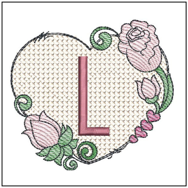 Heart Monogram  ABCs - L - Fits a 4x4" Hoop - Machine Embroidery Designs