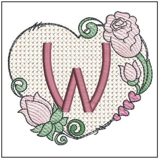 Heart Monogram ABCs - W - Embroidery Designs & Patterns