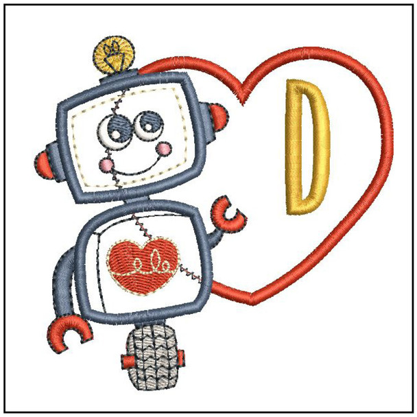 Robot Applique ABCs - D - Embroidery Designs