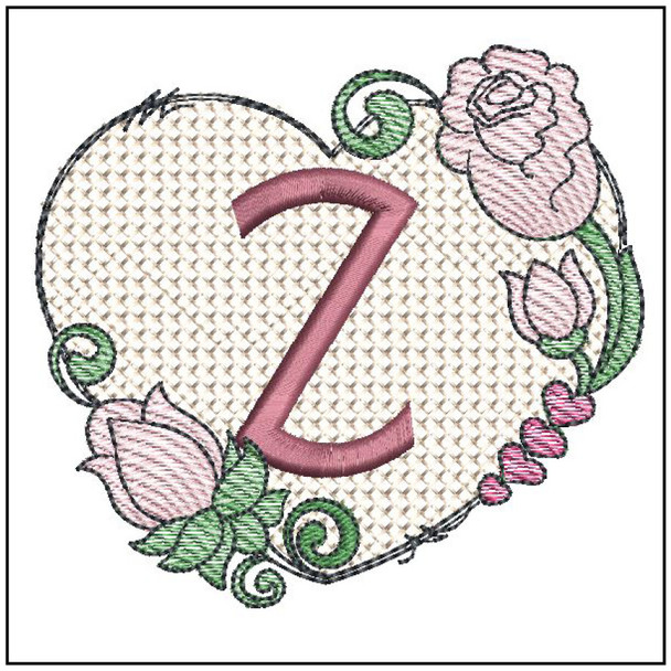 Heart Monogram ABCs - Z - Embroidery Designs & Patterns