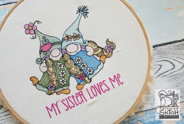 Sister Gnomes - Fits a 4x4", 5x7" & 8x8" Hoop - Machine Embroidery Designs