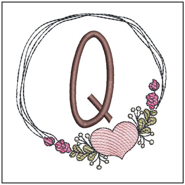 Heart Stain  ABCs - Q - Embroidery Designs