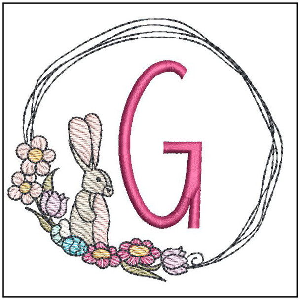 Bunny Wreath ABCs - G - Embroidery Designs