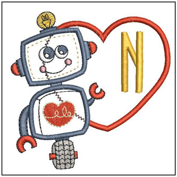 Robot Applique ABCs - N - Embroidery Designs