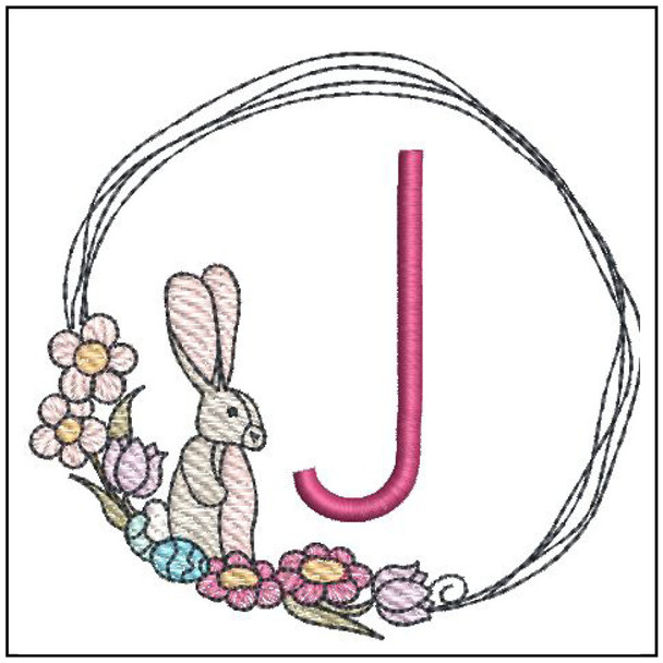 Bunny Wreath ABCs - J- Embroidery Designs