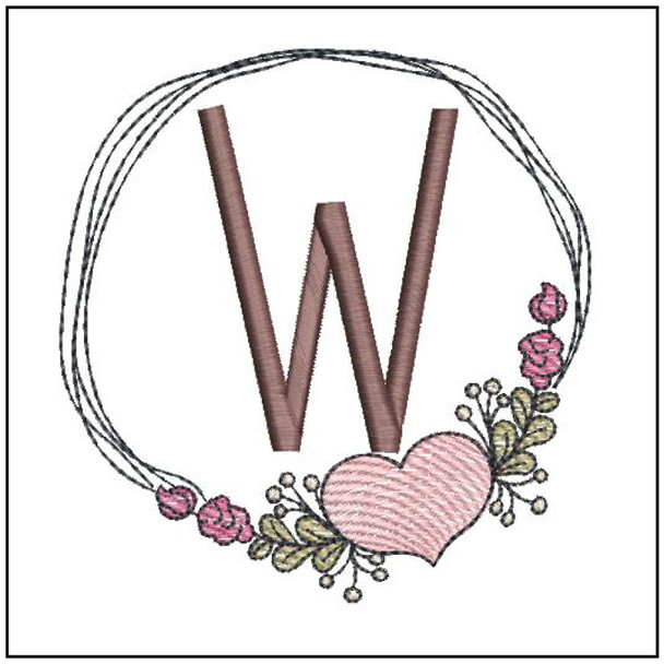 Heart Stain  ABCs - W - Embroidery Designs