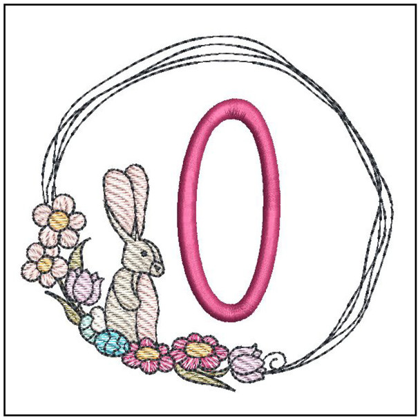 Bunny Wreath ABCs - O - Embroidery Designs