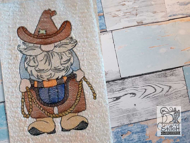 Cowboy Gnome Fits a 4x4" 5x7" &  8x8" Hoop - Machine Embroidery Designs