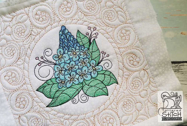Bluebell Cluster Quilt Block- Fits a  5x7",6x10" & 8x8" Hoop