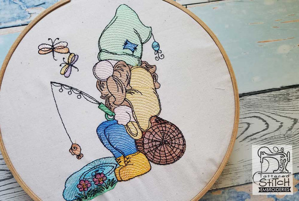 Fishing Gnome - Embroidery Designs & Patterns