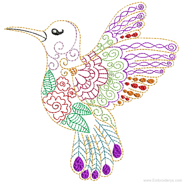 Whimsical Hummingbird - Embroidery Designs