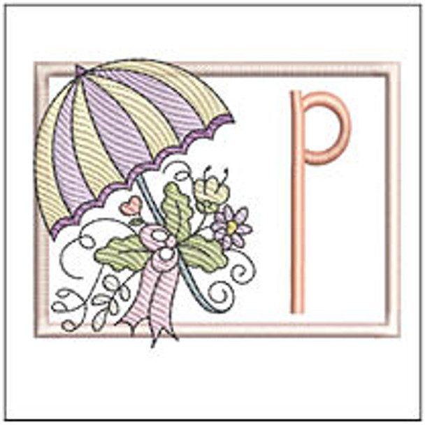 Umbrella Applique ABCs - P - Embroidery Designs