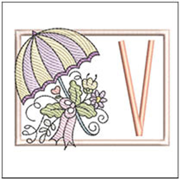 Umbrella Applique ABCs - V - Embroidery Designs