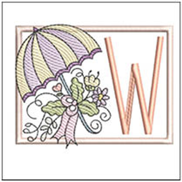 Umbrella Applique ABCs - W - Embroidery Designs