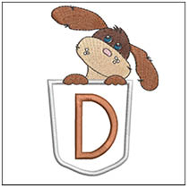 Puppy Luv Applique ABCs - D - Embroidery Designs