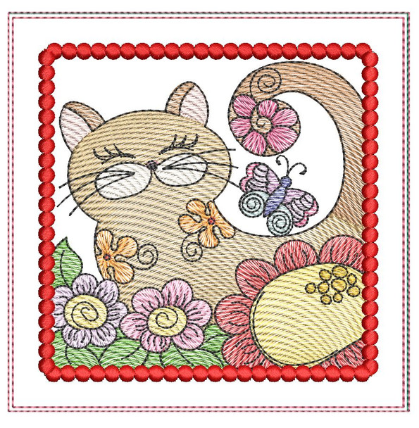 Cat 3 Mug Rug - Embroidery Designs & Patterns