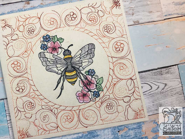 Floral Bee Quilt Block - Embroidery Designs & Patterns