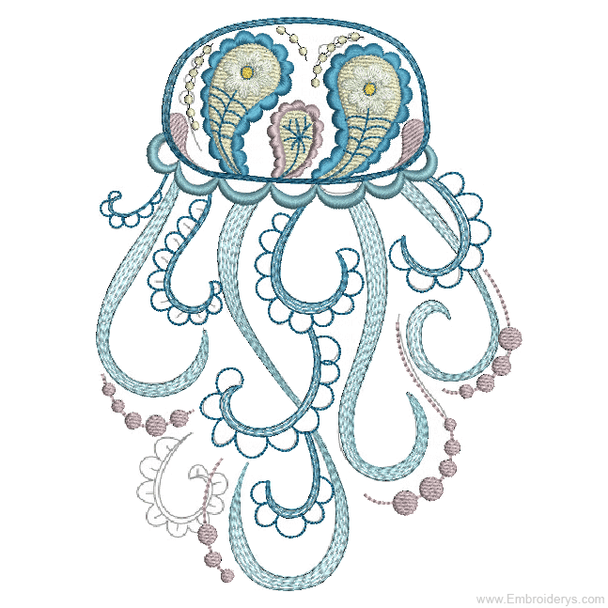 Delicate Aquatic Jellyfish - Embroidery Designs