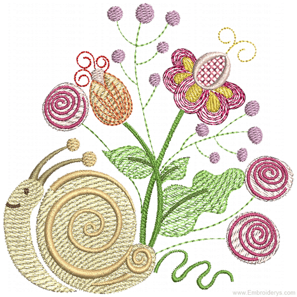 Wise Old Garden Snail - Embroidery Designs