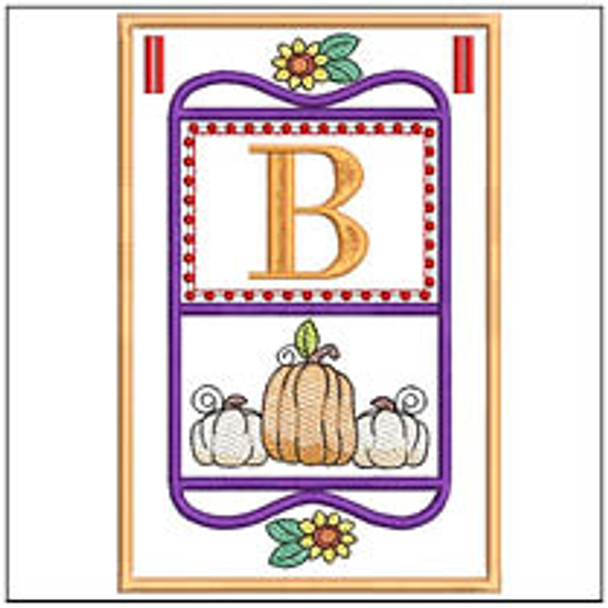 Fall Folk ABCs Bunting - B -Fits a   5x7"Hoop - Machine Embroidery Designs