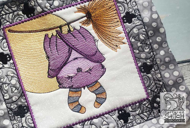 Monster Bat Quilt Block - Machine Embroidery Designs