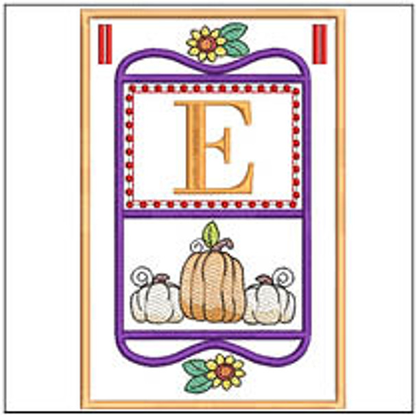 Fall Folk ABCs Bunting - E - Fits a   5x7"Hoop - Machine Embroidery Designs