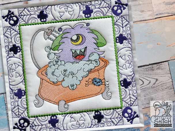 Monster Bath Quilt Block - Machine Embroidery Designs