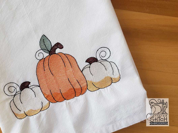 3 Pumpkins- Fits a  4x4" & 5x7" Hoop - Machine Embroidery Designs
