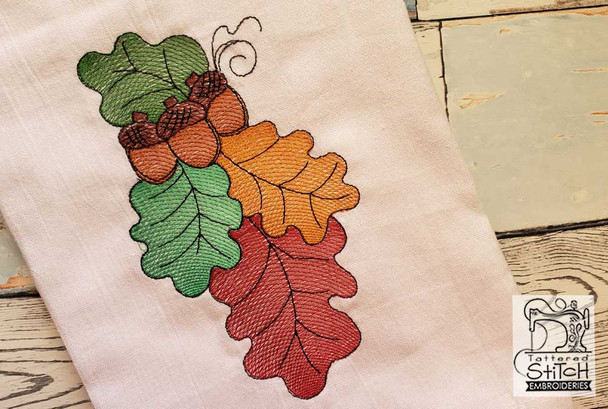 Vertical Acorn Spray - Fits a 4x4, 5x7" & 6x10" Hoop - Machine Embroidery Designs