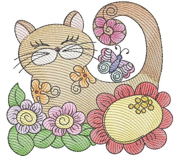 Cat 3 (No Quilt Block Background)-Machine Embroidery Designs