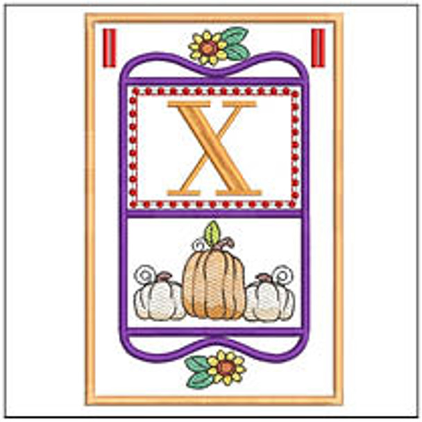Fall Folk ABCs Bunting - X - Embroidery Designs & Patterns
