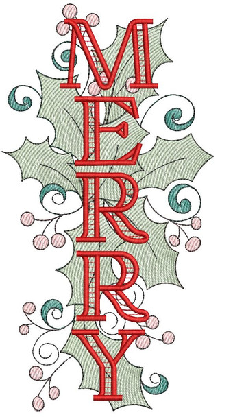 Merry with Holly - Embroidery Designs & Patterns
