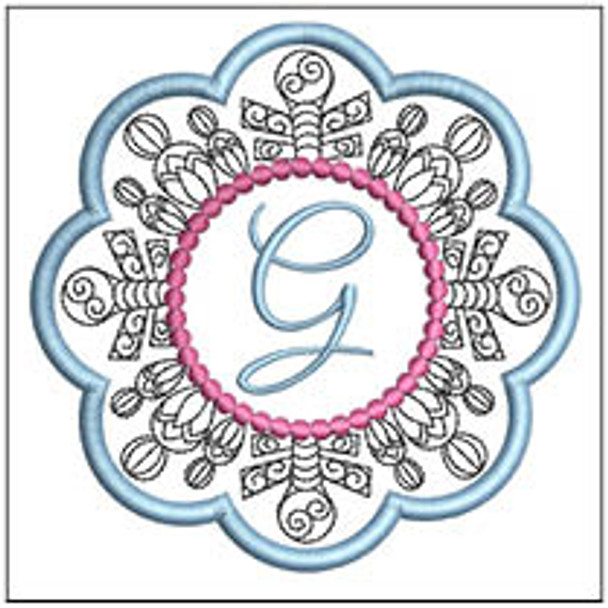 Snowflake Coaster ABCs - G - Fits a   4x4" Hoop - Machine Embroidery Designs