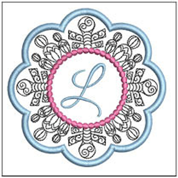 Snowflake Coaster ABCs - L - Fits a   4x4" Hoop - Machine Embroidery Designs