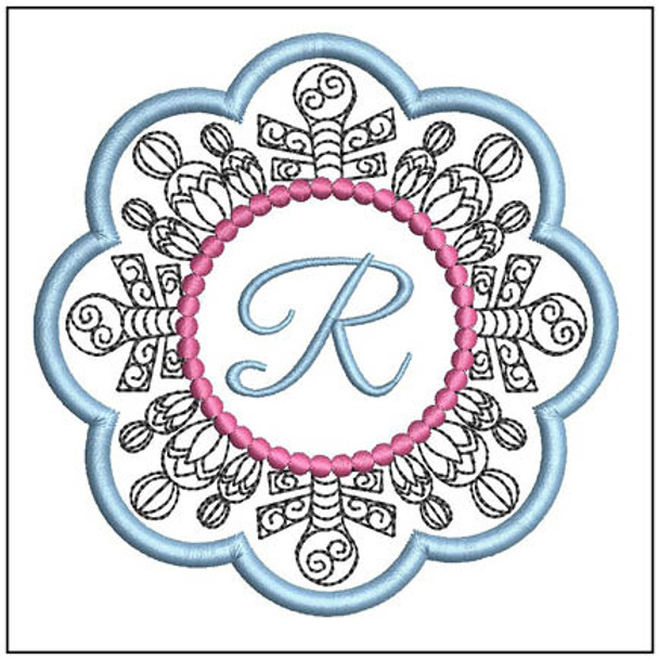 Snowflake Coaster ABCs - R - Fits a   4x4" Hoop - Machine Embroidery Designs