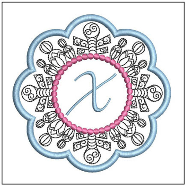 Snowflake Coaster ABCs - X - Fits a   4x4" Hoop - Machine Embroidery Designs