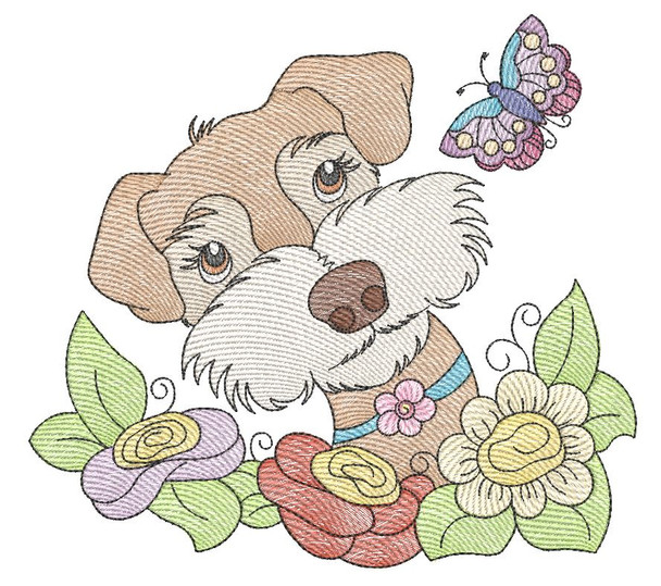 Whimsical Pup 2 (No Block Background) - Embroidery Designs